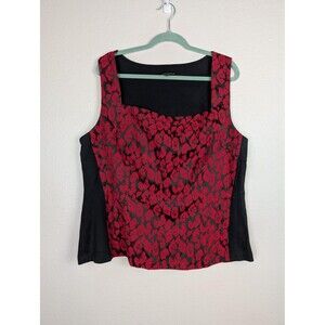 Lane Bryant Tank Top Womens‎ 24 Black Red Floral Blouse